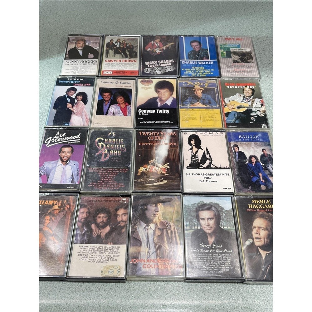 1980s Cassette Tape Random Lot Of 20 Country Conway Twitty Kenny Rogers Skaggs